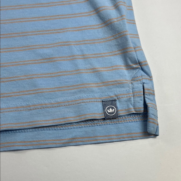 Peter Millar 100% Pima Cotton Light Blue Striped Polo Shirt Sz L - Picture 3 of 7